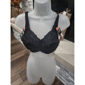 Lilyette By Bali Minimizer Underwire Bra 34DD Black LY0428 Shaping Comfort